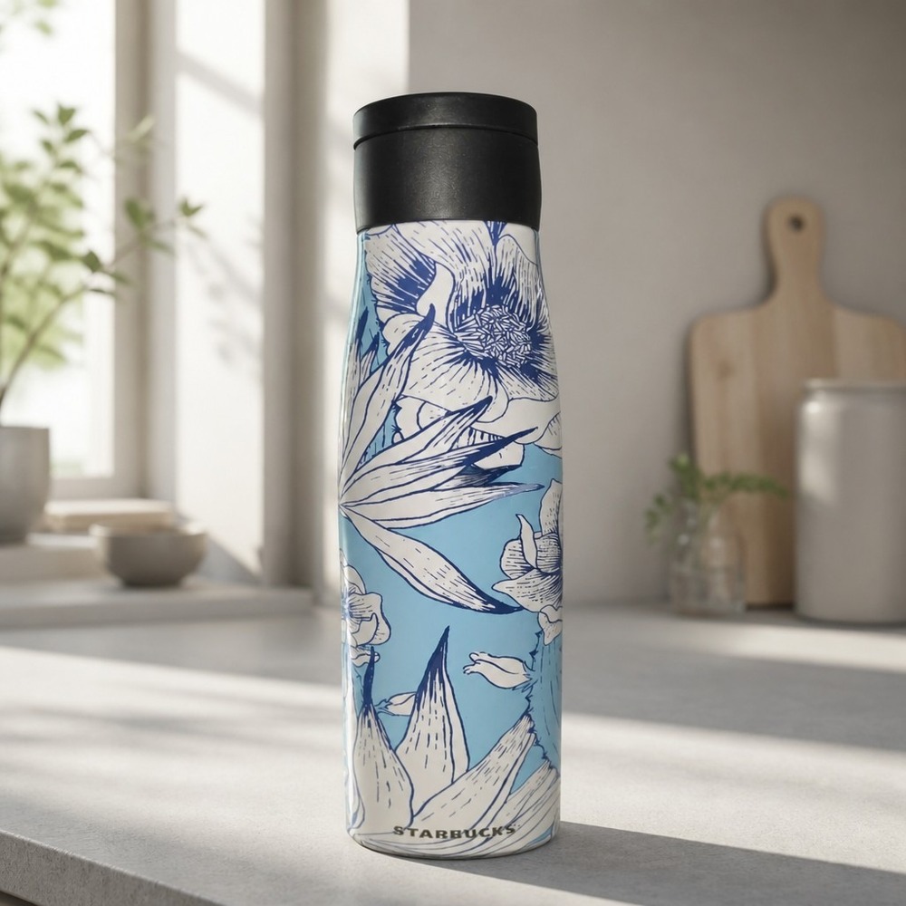 Starbucks 2019 Cactus Flower Stainless Steel 20 Oz Water Bottle W/Magnetic Lid